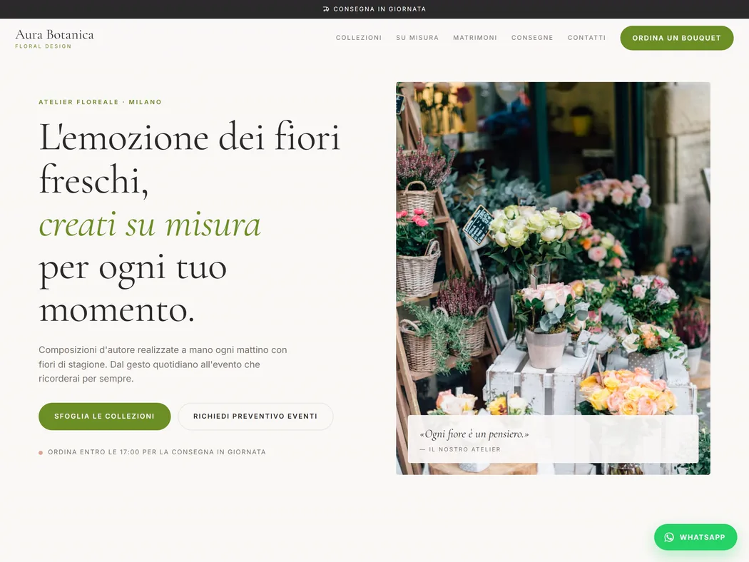 Anteprima del sito Atelier floreale — Fioraio & e-commerce