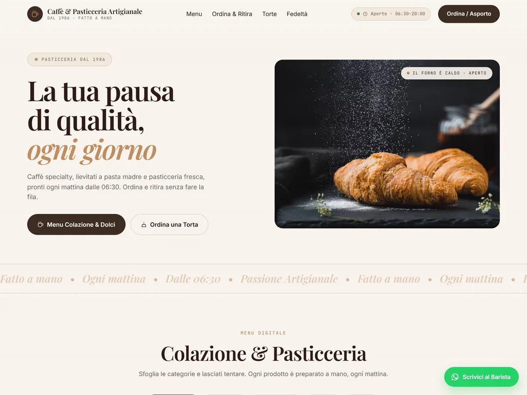 Anteprima del sito Caffè & pasticceria — Food & asporto